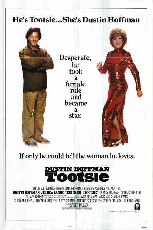 tootsie 1982 one sheet poster folded